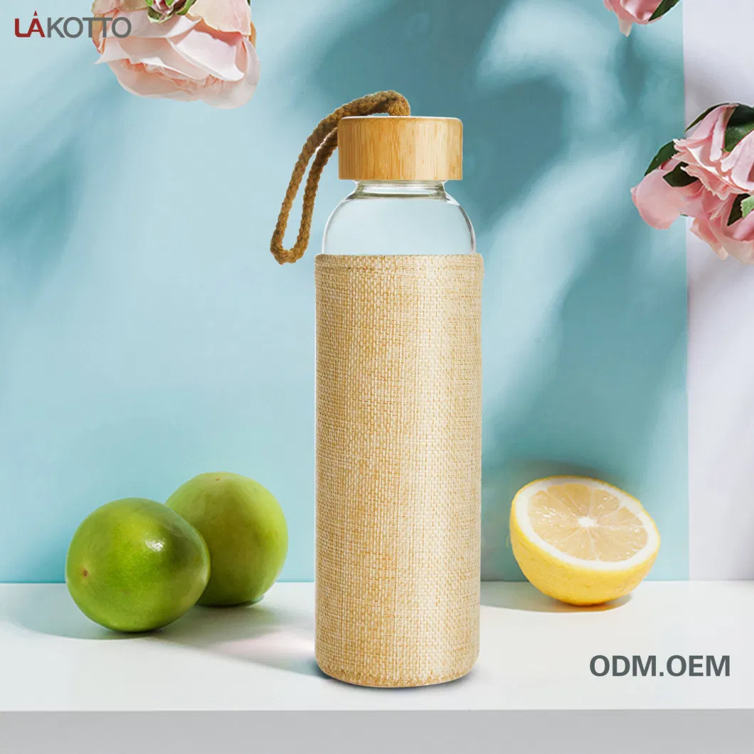 High Quality Environmental Protection Portable Drop-Proof Glass Water Bottle Heat-Resistant Glass Water Bottle Sports Outdoor Glass Water Bottle